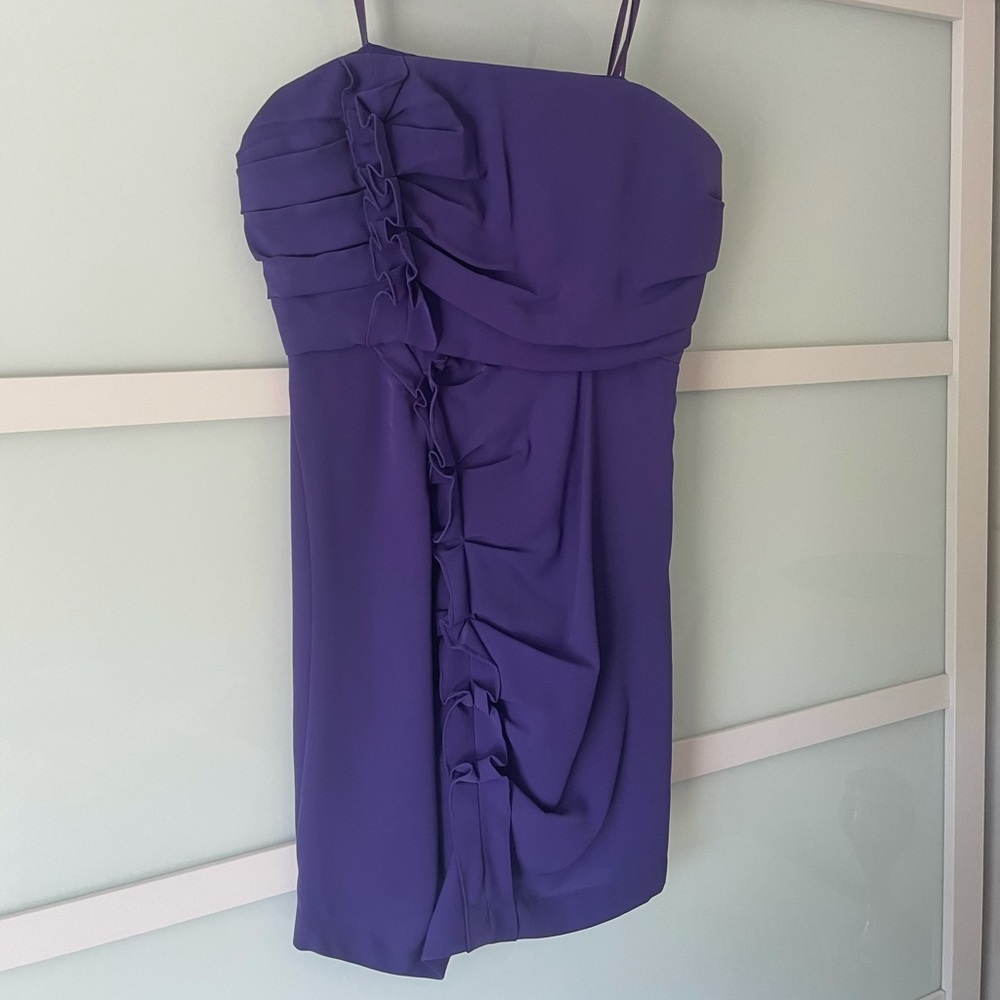 BCBG Purple Strapless Dress with Ruffle